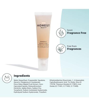 Honest Beauty Bright Eyes Tinted Eye Cream Sandstone | Hyaluronic Acid + Squalene | EWG Certified, Dermatologist Tested, Vegan & Cruelty-Free | 0.5 fl. oz - Buy Online on GoSupps.com