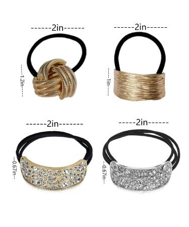 Harley Rhinestone Ponytail Holders - 4pcs Gold Hair Cuffs for Women's Ponytail Headbands - Buy Online on GoSupps.com