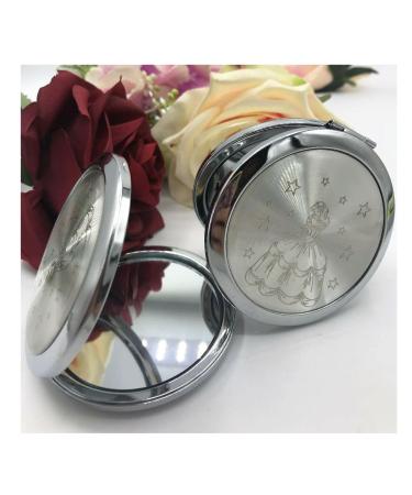 12PCS Quinceanera Compact Round Hand Mirror Sweet 15 Design with Organza Gift Bag Girl (Gold / Silver)