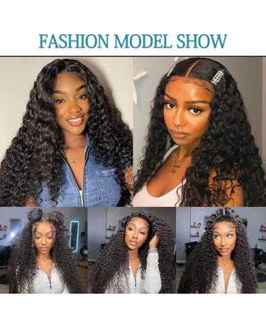 Aomllute 24 Inch Deep Wave HD Lace Frontal Human Hair Wig - 180% Density, Pre-Plucked, Natural Black Color for Women - Buy Online on GoSupps.com