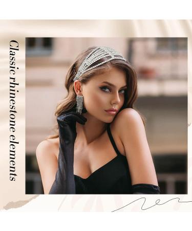 Yunlly Rhinestone Wedding Headband Set - 4 Pcs Bridal Diamond Crystal Tassel Headpiece for Women - Silver - Buy Online on GoSupps.com
