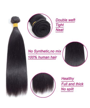 Brazilian Virgin Straight Hair 12 Inch 3 Bundles - 100% Unprocessed Remy Human Hair Extensions for Black Women - Buy Online on GoSupps.com
