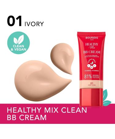 Bourjois Healthy Mix 01 Ivoire BB Cr me Fond de teint en cr me Couvrance et hydratation toute la journ e Vitamines C E et B5 Formule clean et vegan 30 ml 01 Ivory - Buy Online on GoSupps.com