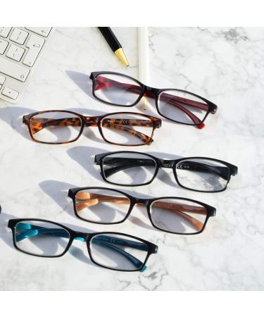 5 Pack Reading Glasses for Men & Women - High-Quality Comfortable Rectangular Spring Hinges - 5 Colors - 0.75 Magnification - Buy Online on GoSupps.com