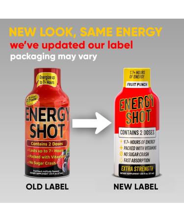 Fruit Punch Extra Strength Energy Shot 24 pk 260mg Natural Caffeine B12 B6 Energy & Focus Support Sugar Free Zero Calorie B-Vitamins Green Tea Electrolytes Keto Vegan Kosher 1.93 fl oz - Buy Online on GoSupps.com