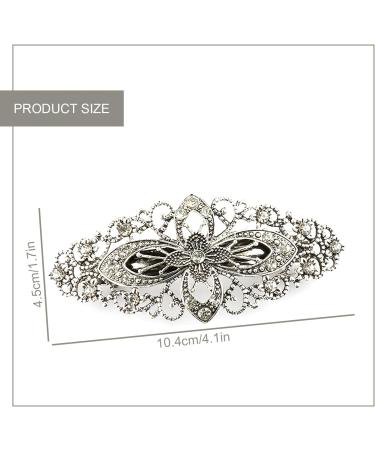 Vanyibro Vintage Flower Hair Barrette Antique Style Hair Clip for Women Sparkly Silver Crystal Grip Hair Accessory for Wedding Birthday Prom - Buy Online on GoSupps.com