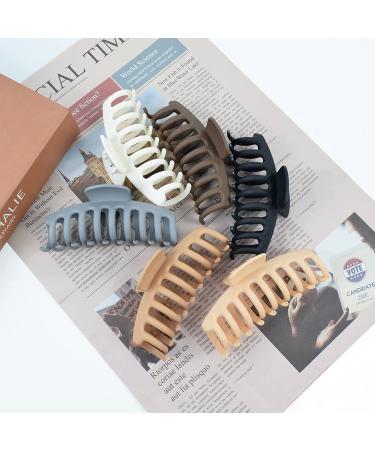 RCXY 6 Colors Large Hair Claw Clips 4.4 Inch - Matte Nonslip Big Claw Clips for Women Girls - Light Color Palette - Gray, Beige, Nude, Khaki, Coffee, Black - Buy Online on GoSupps.com