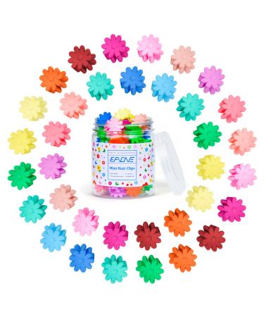 EAONE Mini Hair Clips for Girls 50Pcs Small Flower Claw Clips for Hair Assorted Colors Daisy Flower Clip Cute Hair Accessories with Box Packaged for Women Braided Hair Decorations Matte Color