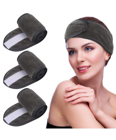 SINLAND Spa Headband For Facial Washing Makeup Cosmetic Shower Soft Women Hair Band 3 Pack 3.5x25.2 Inch (Pack of 3) dgrey