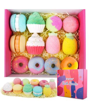 Bath Bombs for Girls 12PCS Suntee Handmade Bath Bombs for Women Gift Set Bubble Bath Spa Fizz Moisturize Dry Skin Donuts Macarons Cup Cake Gifts for Kids Birthday Valentines Christmas Purple-12pcs Innovative Bath Bombsgifts Set