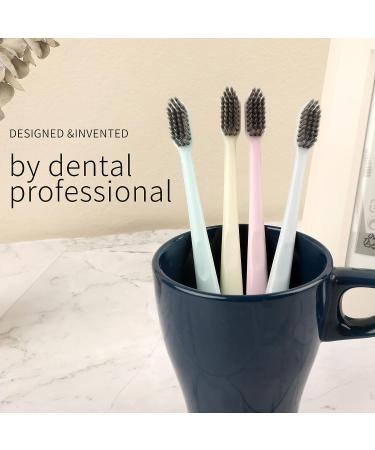 Jedon 4Pcs Soft Bristle Toothbrush for Sensitive Teeth and Gums | High Density Contact Bristles | Compact & Slim Design | Black - Buy Online on GoSupps.com