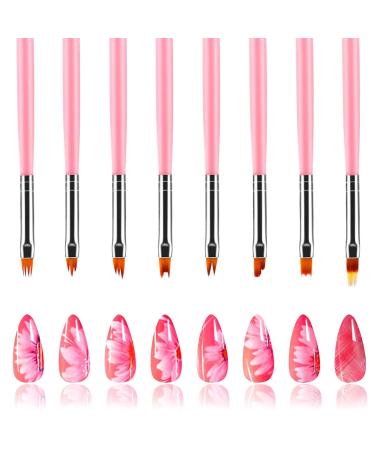 DKTOTIUP 8-Piece Nail Art Brush Set - Pink Nail Design & Dotting Tools for Perfect Nail Painting - Buy Online on GoSupps.com