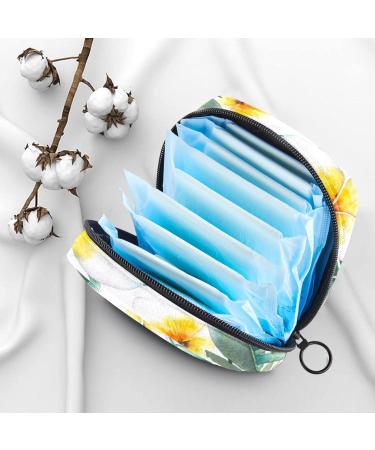 Menstruation Pad Bag with Zipper | Women's Tampon & Napkin Bag - Summer Palm & Plumeria Flowers Design - Buy Online on GoSupps.com