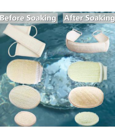 ENLAYER 6 Pack Natural Loofah Exfoliating Back Scrubber and Pad Set - Deep Cleaning Shower Sponge for Face and Body - Buy Online on GoSupps.com