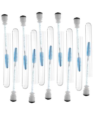 BIUDECO 10pcs Diamond Mascara Brush Portable DIY Mascara Eye Liner Tube Clear Mascara Tube Eyebrow Plastic 11.3x1.1cm Blue
