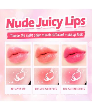 Pink Hydrating Lip Glow Oil - Glass Finish Lip Gloss, Color Changing Temperature Sense Lip Oil Tint for Dry Lip Care - Long Lasting (4ML) - Buy Online on GoSupps.com