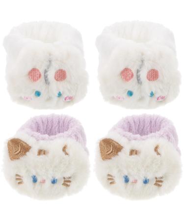 ERINGOGO Bracelets Absorbants pour Poignet en Tissu Polaire Doux Lot de 4 Pi ces Bracelets Confortables Anti-humidit pour Maquillage Lavage du Visage et Soins Peau Adapt s Spa