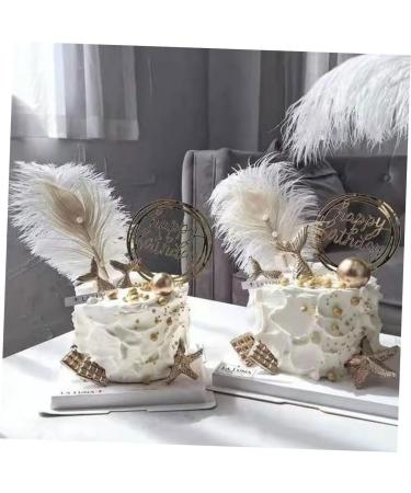 NAMOARLY 2 Pcs Insert Pearl Trim Pearl Decor Beige Decor Ostrich Trim Baking Diy Decor Dessert Inserting Decor Inserting Baking Topper Baking Toppers Insert Card Cake White White 12X5.5CM - Buy Online on GoSupps.com