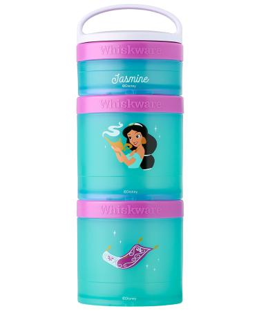 Whiskware Disney Stackable Snack Containers for Kids and Toddlers  3 Stackable Snack Cups for School and Travel  Jasmine and Magic Carpet 1/3 cup+1 cup+1 cup Jasmine