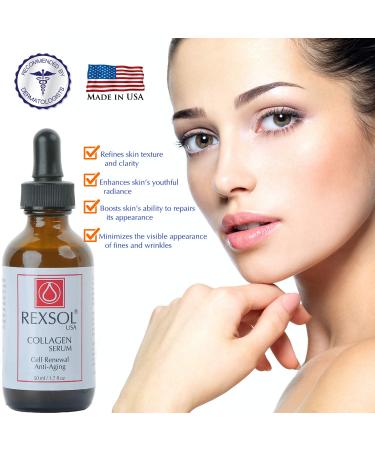 REXSOL Collagen Serum with Vitamins C & E | Best Anti Aging Serum for Face Care Age Spot & Hyperpigmentation Treatment | Rapid Wrinkle Repair & Anti Wrinkle Solution - Buy Online on GoSupps.com
