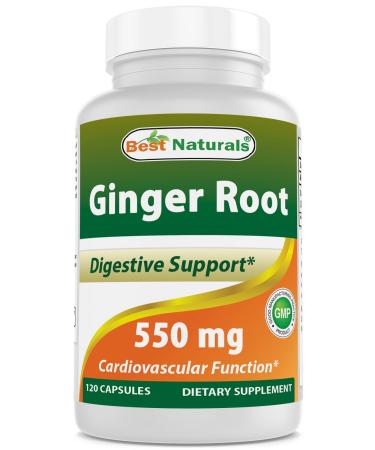Best Naturals Ginger Root Capsules Supplement for Nausea and Motion Sickness, 550 mg, 120 Count