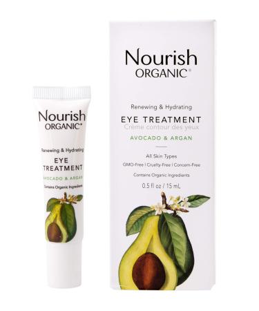 Nourish Organic | Renewing & Hydrating Eye Treatment - Avocado & Argan | GMO-Free  Cruelty Free  100% Vegan (0.5oz)