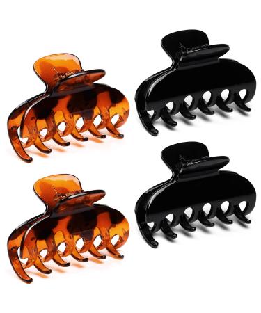 Vsiopy 3.5 Inch Strong Hold Hair Claw Clips for Women Hair Accessories for Thick Thin Hair Nonslip Big Tortoise Hair Clips, 2 Color Available (4 Packs) A series 3.5 Inch