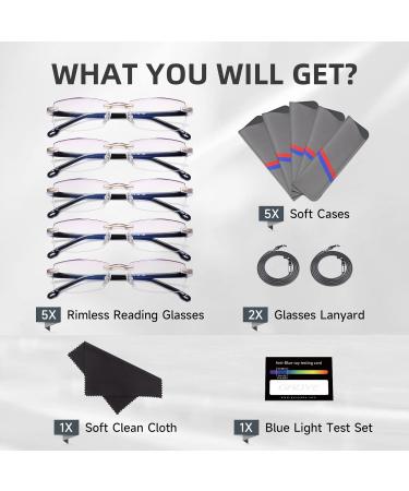 Gaoye 5 Pack Reading Glasses for Men - Blue Light Blocking & UV Protection Rimless Design Diamond Cut Edges (1.50 Magnification) - International Shipping Available - Buy Online on GoSupps.com