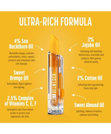 BELWEDER - Nourishing Lip Balm with Sea Buckthorn Oil and Sweet Orange Oil - Protective and Antioxidant - Lip Regeneration - Transparent Balm for Men and Women - Buy Online on GoSupps.com
