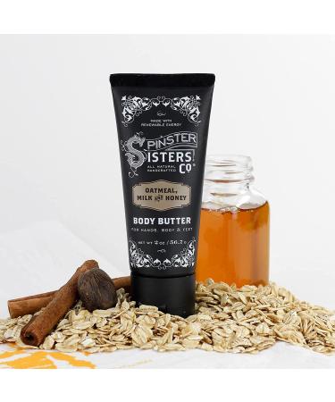 Spinster Sisters Co Oatmeal Milk and Honey Body Butter 2oz - Natural Moisturizer - Buy Online on GoSupps.com