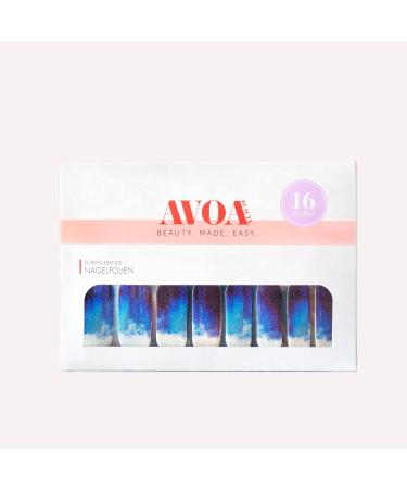 Avoa Beauty Nail Film - Winter Ocean | Blue & White Shimmer Nail Wraps | 16 Long-Lasting Self-Adhesive Designs for Striking Nail Art - Buy Online on GoSupps.com