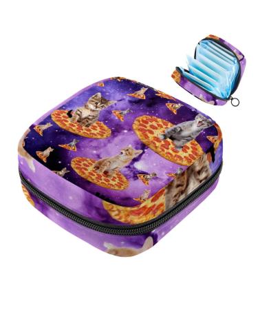 Storage bags for women's bandages motif: cat starry sky pizza portable menstrual pad panty liner tampons women's bandages storage holder for women school office multicolored 03