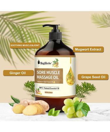 Sore Muscle Massage Oil 251ML - Pure Ginger & Mugwort Essential Oil Blend for Warming, Repelling Cold, and Relaxing Active Body Relief - Buy Online on GoSupps.com
