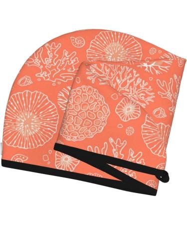 Quick-Dry Hair Towel Wrap | Turban with Button for Effortless Drying | Beautiful Corals - International Shipping - Buy Online on GoSupps.com