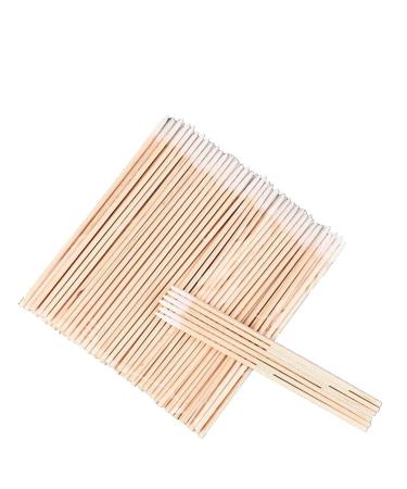 Kisbeibi cotton swabs wooden sticks with cotton balls pure natural biodegradable cotton swabs pointed cotton swabs for ears make-up cleaning and daily use 300 pieces