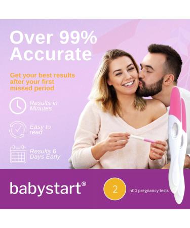 Early Detection Pregnancy Test Kit by Babystart for Easy at Home Accurate Pregnant Test Results in 1 Minute - Simple to Use Self Test for Women 2 Pack - Buy Online on GoSupps.com