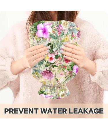 NAANLE Hot Water Bottle with Lid - 1L Transparent Watercolor Flower Design for Pain Relief & Heat Therapy - Buy Online on GoSupps.com
