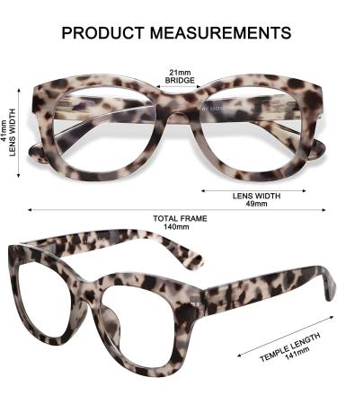AMOMOMA Retro Oversized Blue Light Blocking Reading Glasses for Women - Brown Tortoise Frame with Blue and Grey Tortoise Design - 2.0x Magnification - Buy Online on GoSupps.com