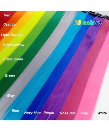 13 Pcs Multi-Color Hair Extensions - 20 Inch Clip-in Rainbow Highlights for Women & Kids - Buy Online on GoSupps.com