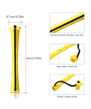 60 Yellow Permanent Hair Rods - Non-Slip Plastic Cold Wave Rollers with Rubber Tape (0.28 inches) - 1 Pack - Buy Online on GoSupps.com