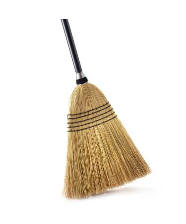 O-Cedar Heavy Duty Corn Broom | Commercial-Grade Indoor and Outdoor Broom to Sweep & Clean Hard Floors| Sturdy Wooden Handle for Strength & Durability, Yellow, Black, 1 Count 1 Count (Pack of 1)