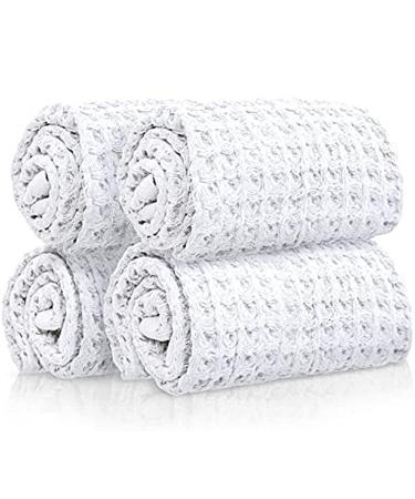 Sutera - Wash Towels Extra Absorbent Silverthread Washcloths Set - Pack of 4 White - 100% CA-Grown Cotton - Luxury Soft Durable Quick Drying Fabric Bathroom Face Cloths 12x12
