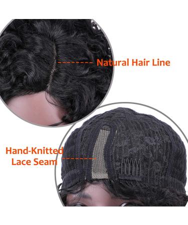 Short Curly Brazilian Human Hair Wig for Black Women | Middle Part Lace Front Bob Wig with Baby Hair | Jerry Curl Glueless Wig in 1B (10 ) | 10 Inch - Buy Online on GoSupps.com