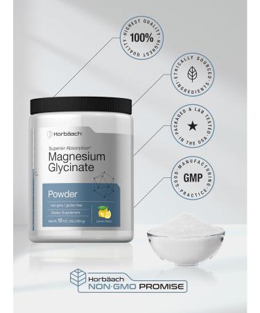 Horb ach Magnesium Glycinate Powder | 1 lb | Lemon Flavored | Superior Absorption | Non-GMO & Gluten Free - Buy Online on GoSupps.com