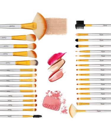 Bright Yellow Makeup Brushes Set - Professional Cosmetic Brush Set with Travel Bag, Cruelty-Free Fibers - Buy Online on GoSupps.com