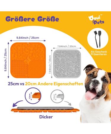 Oouipets XXL Lick Mat for Dogs & Cats | 2 Pack 25x25cm Leakproof Odorless Stress Relief with 168 Strong Suction Cups | Easy to Clean Blue & Orange - Perfect for Biting & Swimming - Buy Online on GoSupps.com