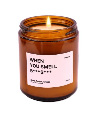 Black Cedar Juniper Natural Soy Wax Candle Aromatherapy Candle Jar Candle Best Gift for Any Occasion 7 Oz (UNSMELLit)