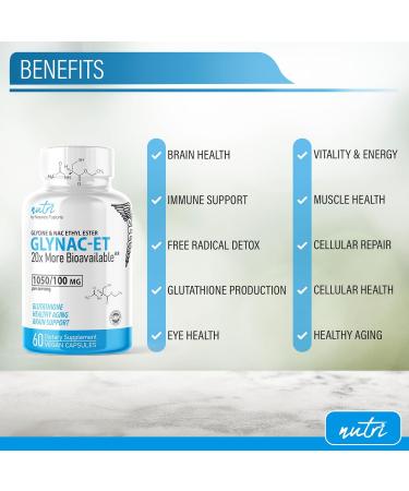 Buy GlyNAC-ET NAC Supplement | 20x More Bioavailable N-Acetyl Cysteine Ethyl Ester | Anti-Aging Glutathione Booster | 60 Capsules - International Shipping - Buy Online on GoSupps.com