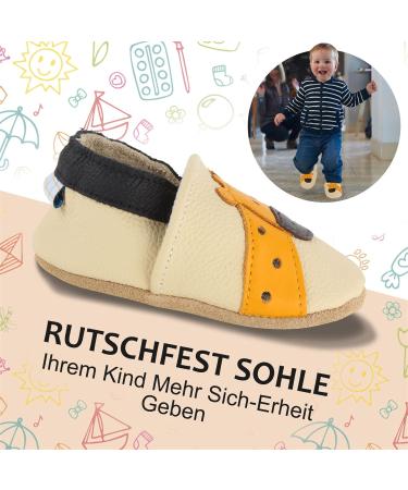 Soft Leather Baby Shoes - Baby Boy & Girl Sneakers | Non-Slip Rubber Soles | Newborn Cartoon Prewalker Shoes | 0-24 Months - Beige Deer - Buy Online on GoSupps.com