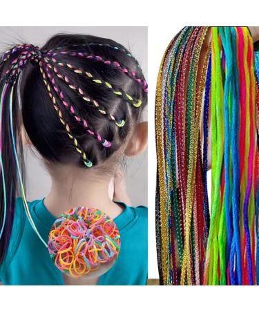Hair Accessories for Girls Hair Braid Strings  Hair Ties Colored Braiding Hair Tinsel Rope Hair Wrap String Glitter Party Highlights Hairstyle 30pcs - Buy Online on GoSupps.com